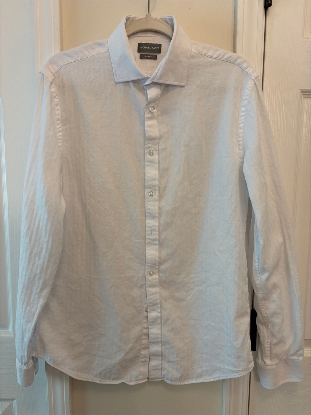 Michael Kors Men's White Button-Front Dress Shirt